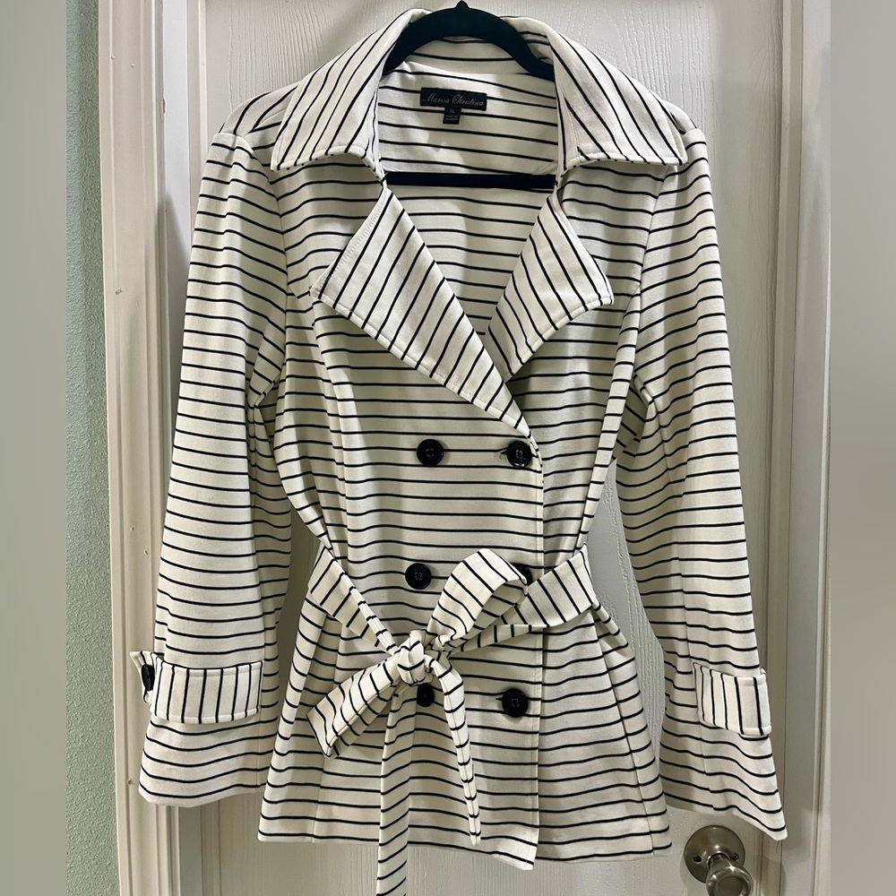 Striped Belted Jacket - Picture 1 of 6